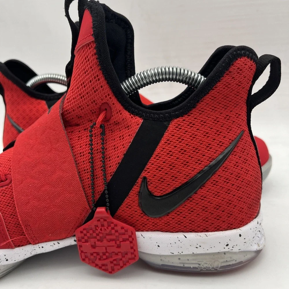 Nike Boys Lebron XIV Basketball Shoes Red Black 859468-600 LaceUp Hook Loop 6.5Y